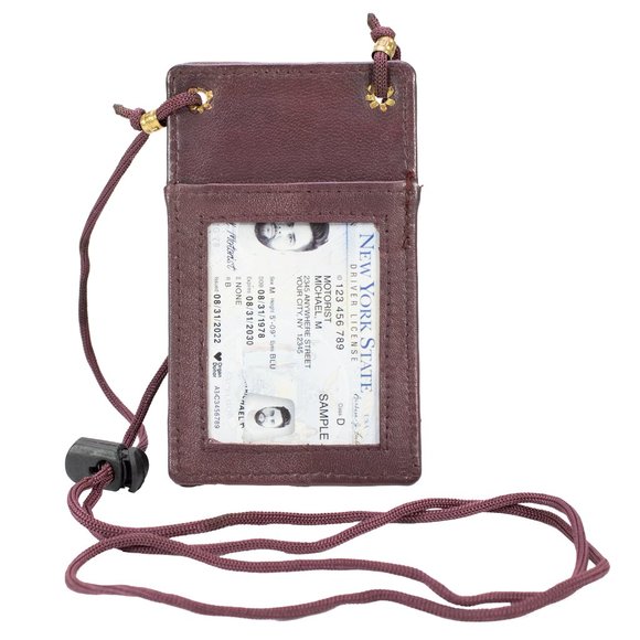 Genuine Leather ID Holder foe men/Women, ID Card Organizer for School, Office - Picture 1 of 10